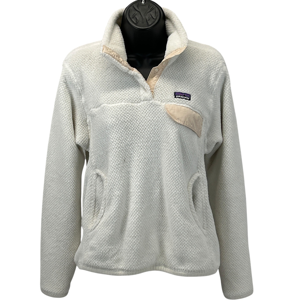 Patagonia Re-Tool Snap-T Fleece Pullover Jacket Womens S Small Polartec Ivory